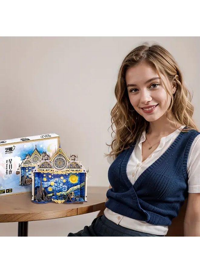 ليلة مرصعة بالنجوم 3D لغز معدني نموذج قابل للحركة عدة يدوية الصنع هدية عيد الميلاد - Image 3